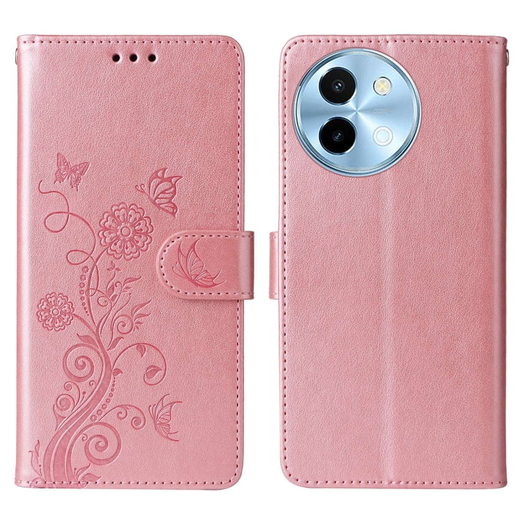 For vivo Y38 5G / T3X 5G Global Embossed Butterfly Flowers Leather Phone Case