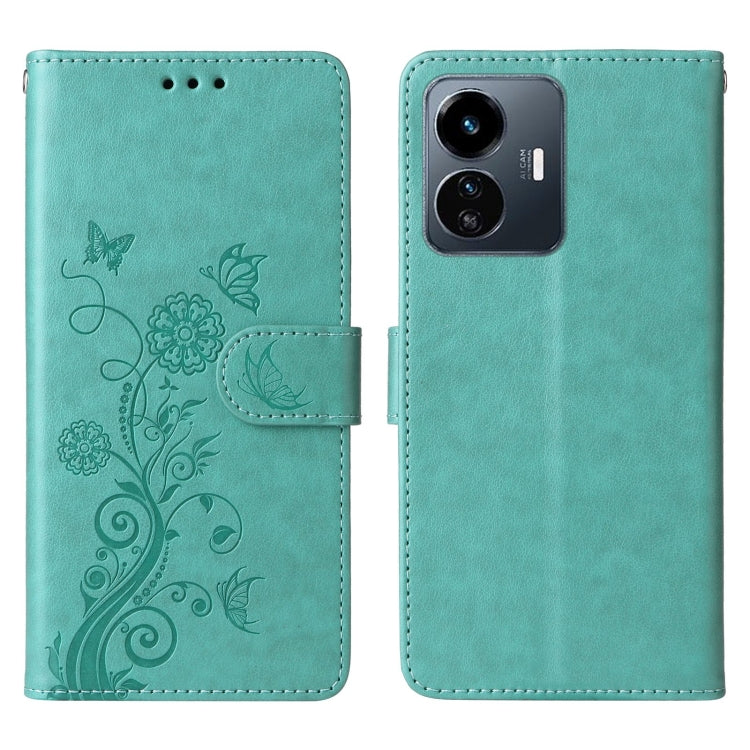 For vivo Y77 5G Embossed Butterfly Flowers Leather Phone Case