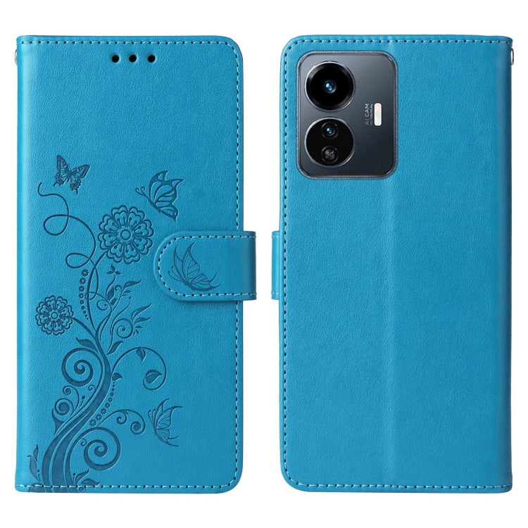 For vivo Y77 5G Embossed Butterfly Flowers Leather Phone Case