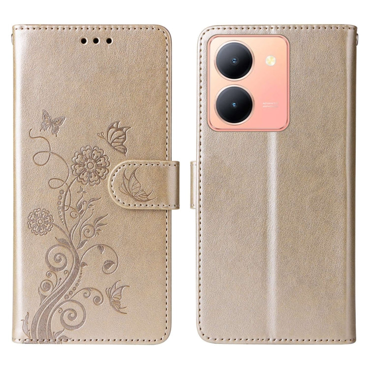 For vivo Y36 4G / 5G Embossed Butterfly Flowers Leather Phone Case