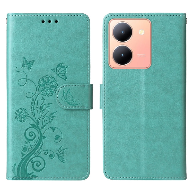 For vivo Y36 4G / 5G Embossed Butterfly Flowers Leather Phone Case