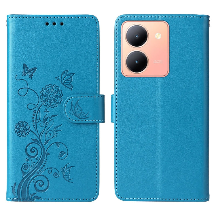 For vivo Y36 4G / 5G Embossed Butterfly Flowers Leather Phone Case