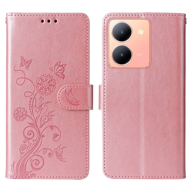 For vivo Y36 4G / 5G Embossed Butterfly Flowers Leather Phone Case