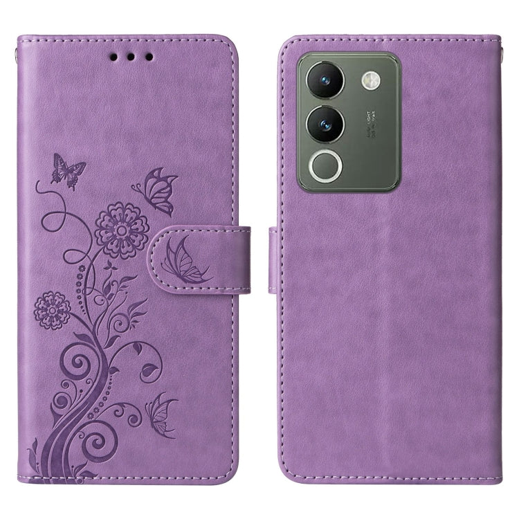 For vivo Y200 / V29E Embossed Butterfly Flowers Leather Phone Case