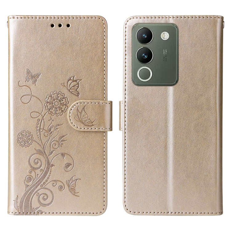 For vivo Y200 / V29E Embossed Butterfly Flowers Leather Phone Case