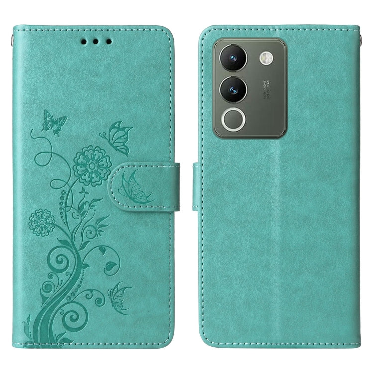 For vivo Y200 / V29E Embossed Butterfly Flowers Leather Phone Case
