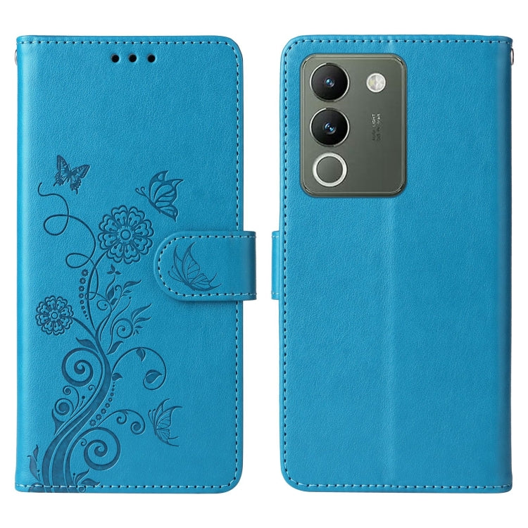 For vivo Y200 / V29E Embossed Butterfly Flowers Leather Phone Case