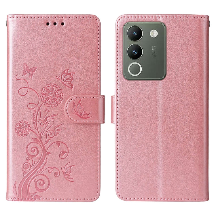 For vivo Y200 / V29E Embossed Butterfly Flowers Leather Phone Case