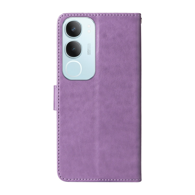 For vivo Y19s Embossed Butterfly Flowers Leather Phone Case