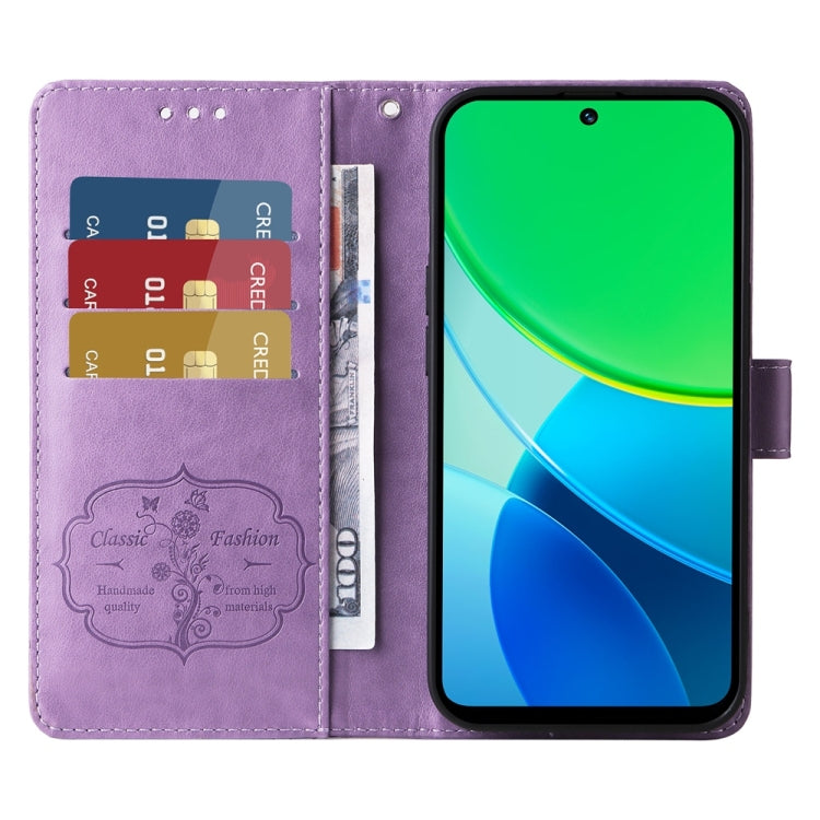 For vivo Y19s Embossed Butterfly Flowers Leather Phone Case