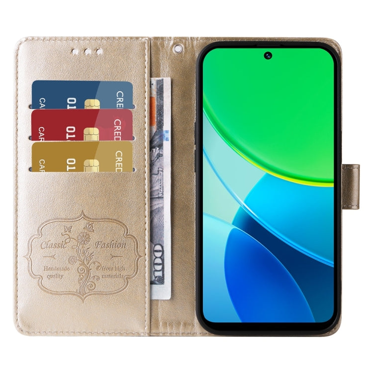 For vivo Y19s Embossed Butterfly Flowers Leather Phone Case