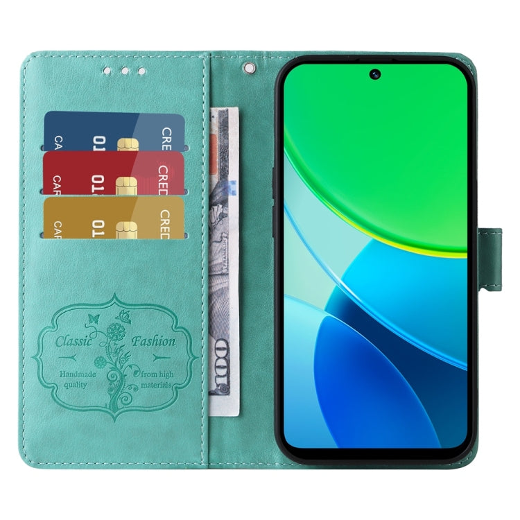 For vivo Y19s Embossed Butterfly Flowers Leather Phone Case