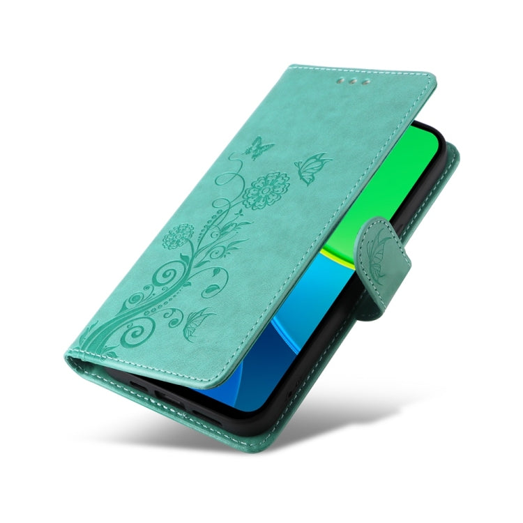 For vivo Y19s Embossed Butterfly Flowers Leather Phone Case