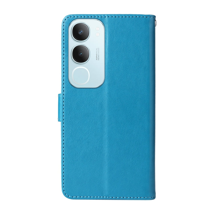 For vivo Y19s Embossed Butterfly Flowers Leather Phone Case