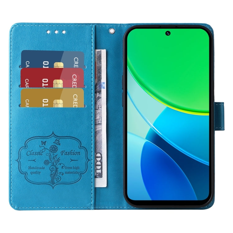 For vivo Y19s Embossed Butterfly Flowers Leather Phone Case