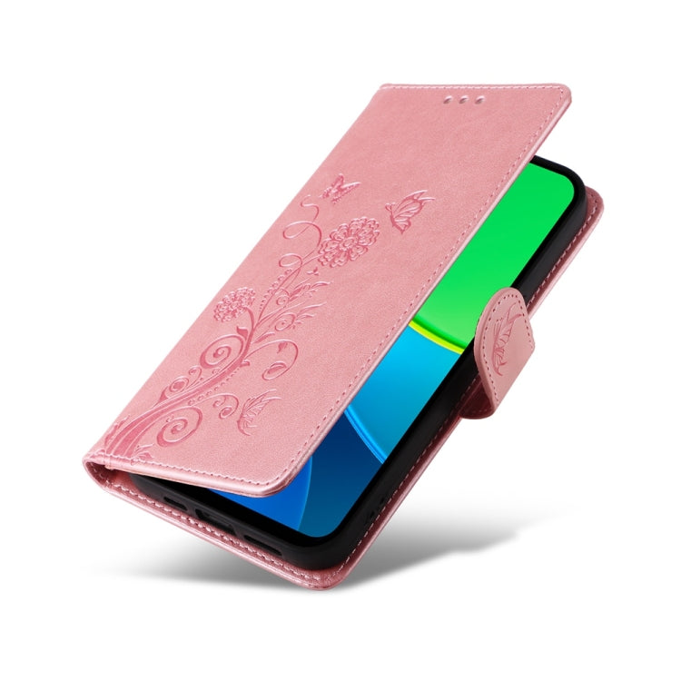 For vivo Y19s Embossed Butterfly Flowers Leather Phone Case