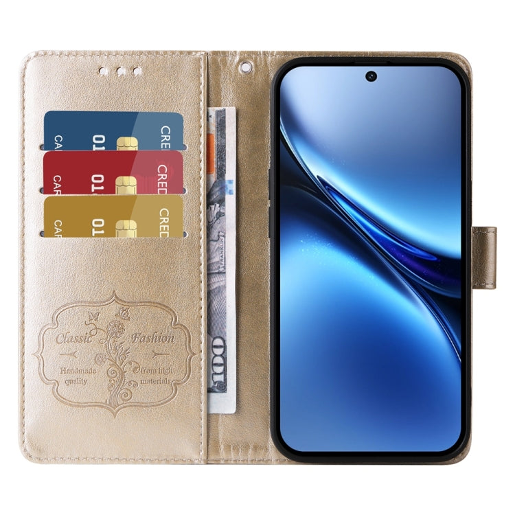 For vivo X200 Embossed Butterfly Flowers Leather Phone Case