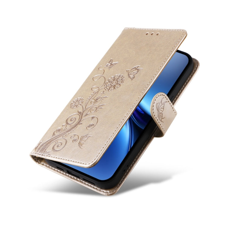 For vivo X200 Embossed Butterfly Flowers Leather Phone Case