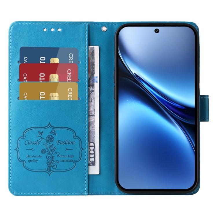 For vivo X200 Embossed Butterfly Flowers Leather Phone Case