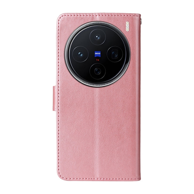For vivo X200 Embossed Butterfly Flowers Leather Phone Case