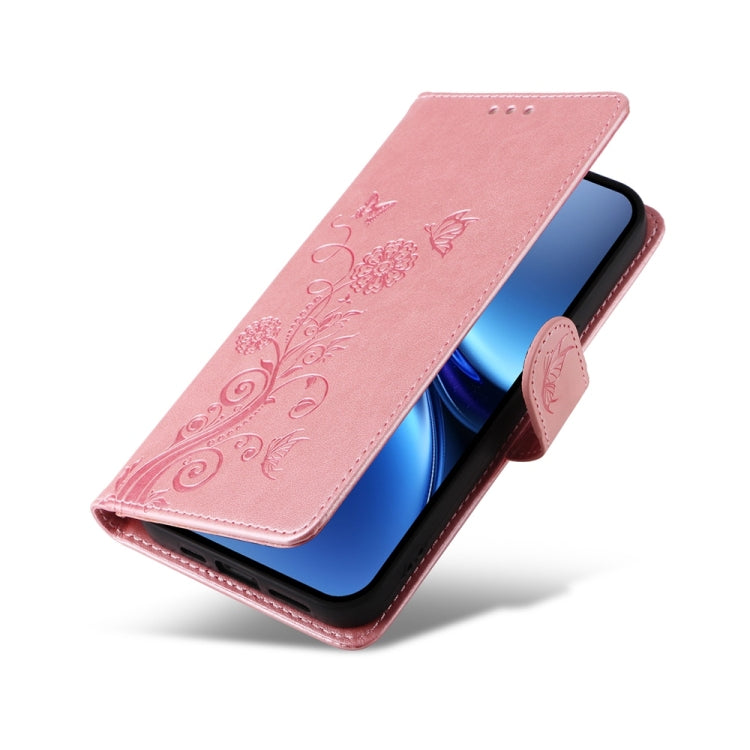 For vivo X200 Embossed Butterfly Flowers Leather Phone Case