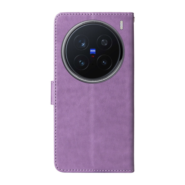 For vivo X200 Pro Embossed Butterfly Flowers Leather Phone Case