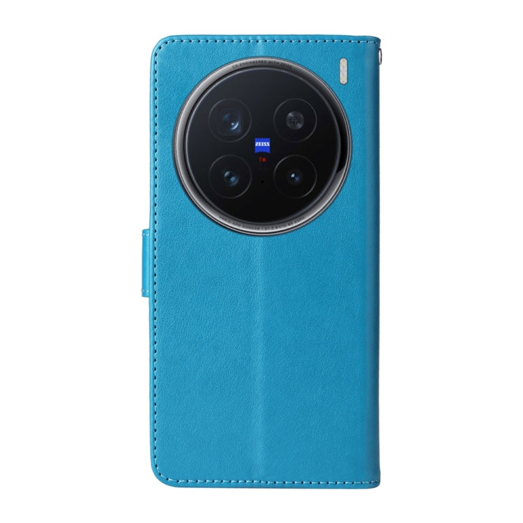 For vivo X200 Pro Embossed Butterfly Flowers Leather Phone Case