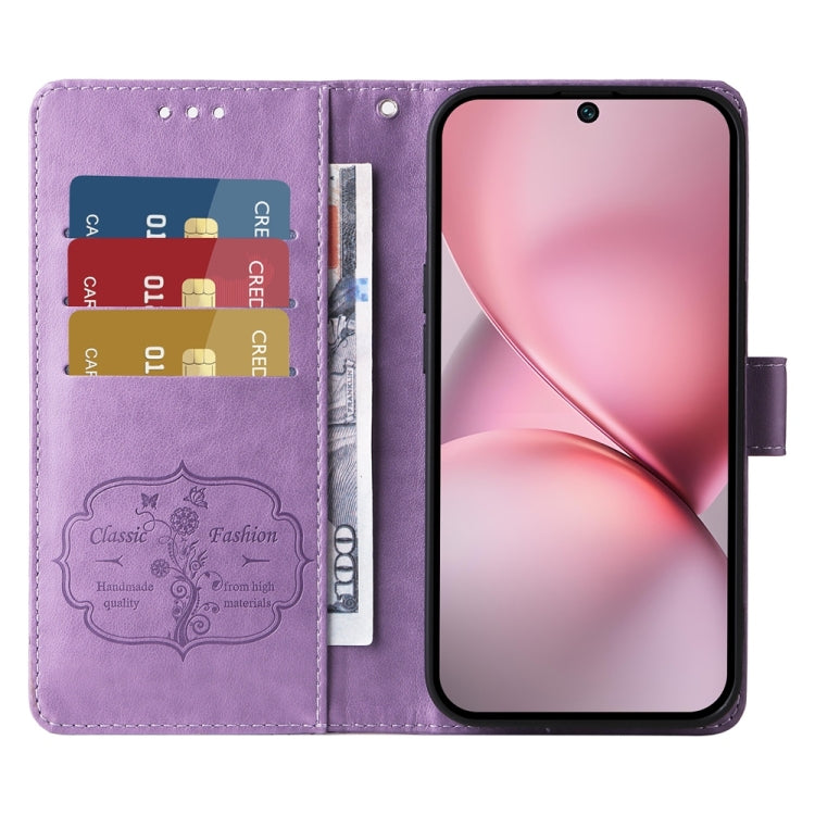 For vivo X200 Pro mini Embossed Butterfly Flowers Leather Phone Case