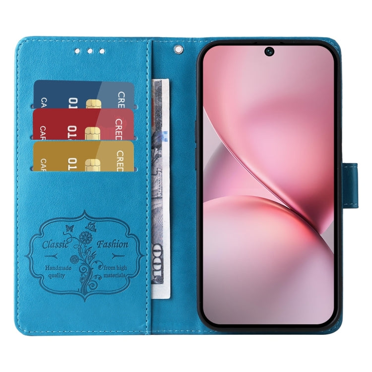 For vivo X200 Pro mini Embossed Butterfly Flowers Leather Phone Case