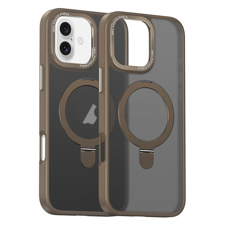 For iPhone 16 Skin Feel MagSafe Magnetic Holder Phone Case