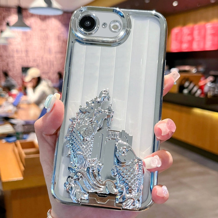 For iPhone 7 / 8 / SE 2020 2022 Electroplated Carp Leaping Dragon Gate Pattern TPU Phone Case