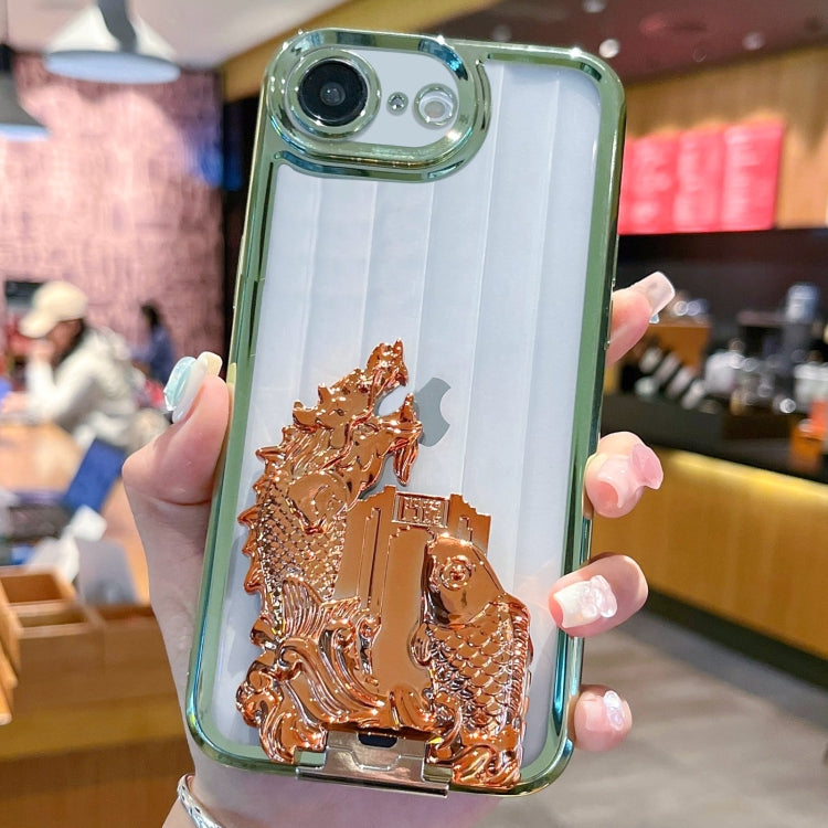 For iPhone 7 / 8 / SE 2020 2022 Electroplated Carp Leaping Dragon Gate Pattern TPU Phone Case