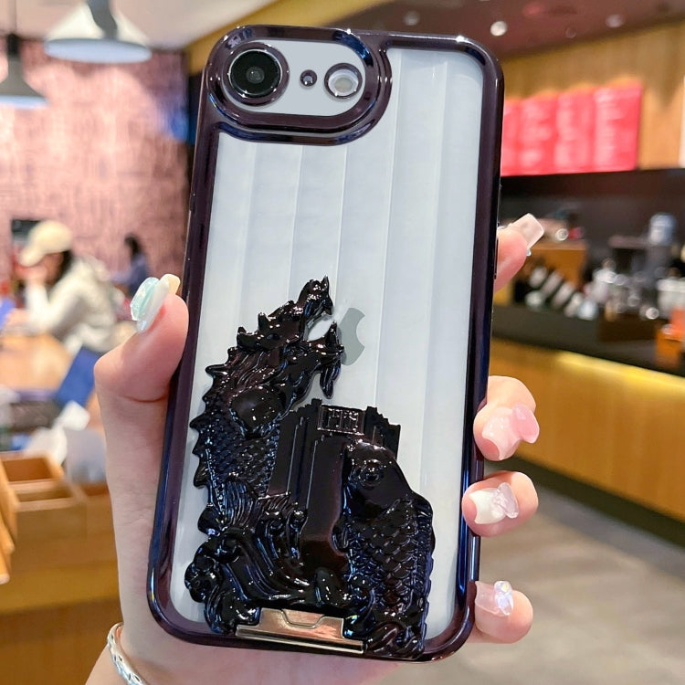 For iPhone 7 / 8 / SE 2020 2022 Electroplated Carp Leaping Dragon Gate Pattern TPU Phone Case