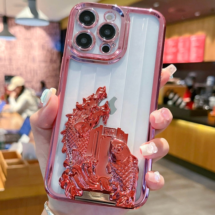 For iPhone 12 Pro Max Electroplated Carp Leaping Dragon Gate Pattern TPU Phone Case