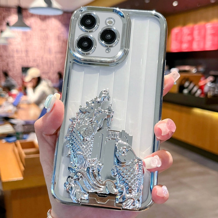 For iPhone 11 Pro Max Electroplated Carp Leaping Dragon Gate Pattern TPU Phone Case