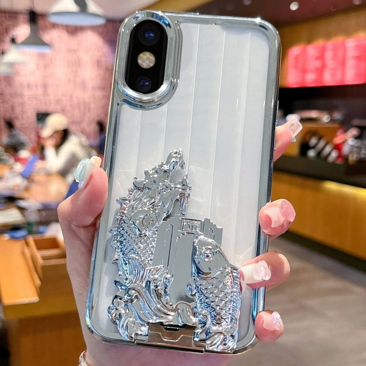 For iPhone X / XS Electroplated Carp Leaping Dragon Gate Pattern TPU Phone Case