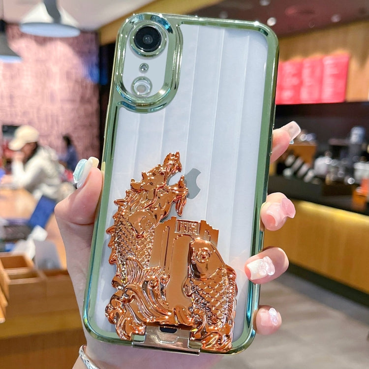 For iPhone XR Electroplated Carp Leaping Dragon Gate Pattern TPU Phone Case