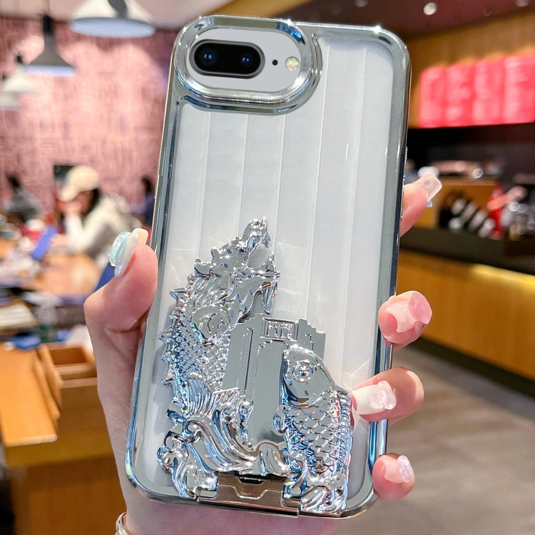For iPhone 7 Plus / 8 Plus Electroplated Carp Leaping Dragon Gate Pattern TPU Phone Case
