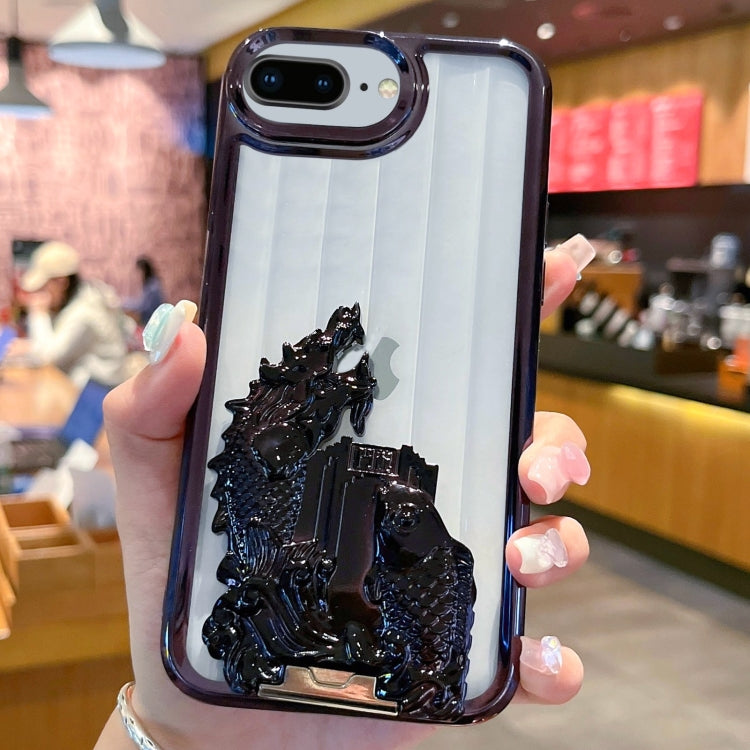 For iPhone 7 Plus / 8 Plus Electroplated Carp Leaping Dragon Gate Pattern TPU Phone Case