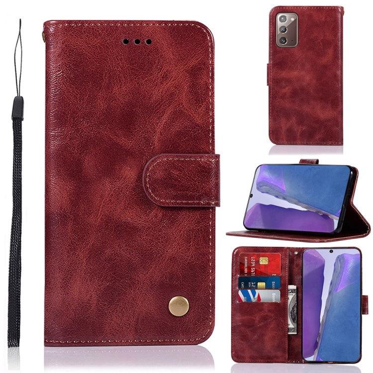 For Samsung Galaxy Note 20 Copper Buckle Retro Crazy Horse Texture Horizontal Flip Leather Case with Holder & Card Slots & Wallet