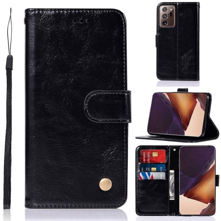 For Samsung Galaxy Note 20 Ultra Copper Buckle Retro Crazy Horse Texture Horizontal Flip Leather Case with Holder & Card Slots & Wallet