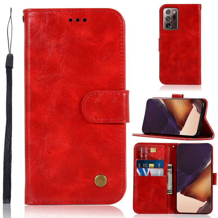 For Samsung Galaxy Note 20 Ultra Copper Buckle Retro Crazy Horse Texture Horizontal Flip Leather Case with Holder & Card Slots & Wallet