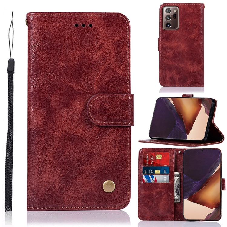 For Samsung Galaxy Note 20 Ultra Copper Buckle Retro Crazy Horse Texture Horizontal Flip Leather Case with Holder & Card Slots & Wallet
