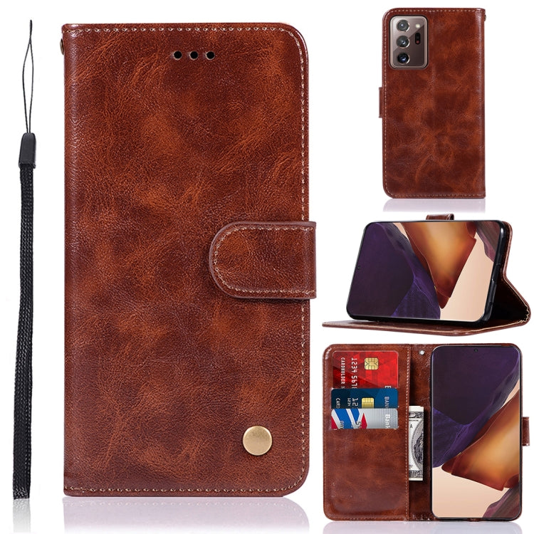 For Samsung Galaxy Note 20 Ultra Copper Buckle Retro Crazy Horse Texture Horizontal Flip Leather Case with Holder & Card Slots & Wallet