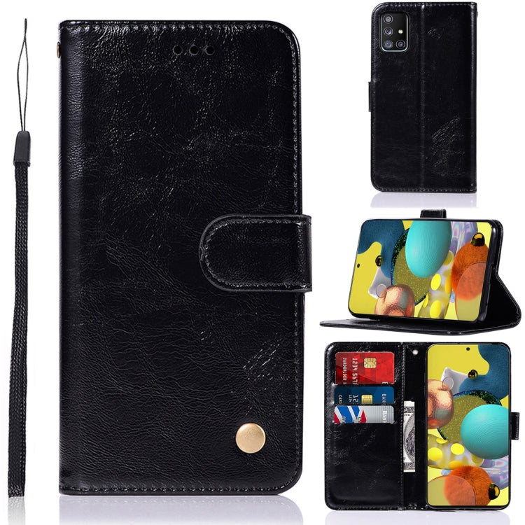 For Samsung Galaxy A51 5G Copper Buckle Retro Crazy Horse Texture Horizontal Flip Leather Case with Holder & Card Slots & Wallet