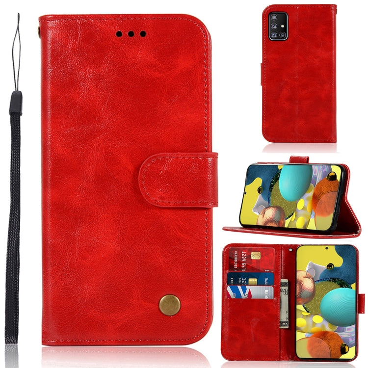 For Samsung Galaxy A51 5G Copper Buckle Retro Crazy Horse Texture Horizontal Flip Leather Case with Holder & Card Slots & Wallet