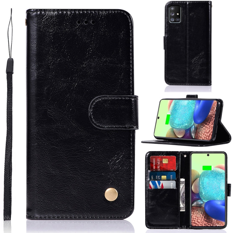 For Samsung Galaxy A71 5G Copper Buckle Retro Crazy Horse Texture Horizontal Flip Leather Case with Holder & Card Slots & Wallet