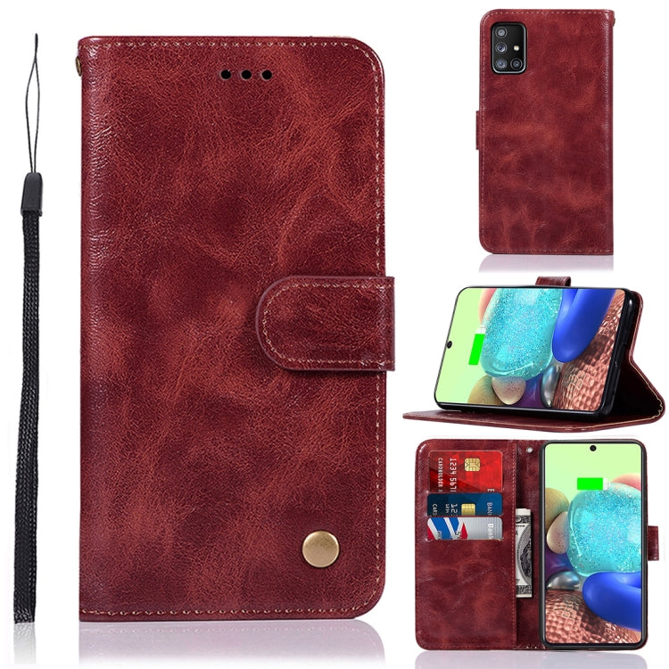 For Samsung Galaxy A71 5G Copper Buckle Retro Crazy Horse Texture Horizontal Flip Leather Case with Holder & Card Slots & Wallet