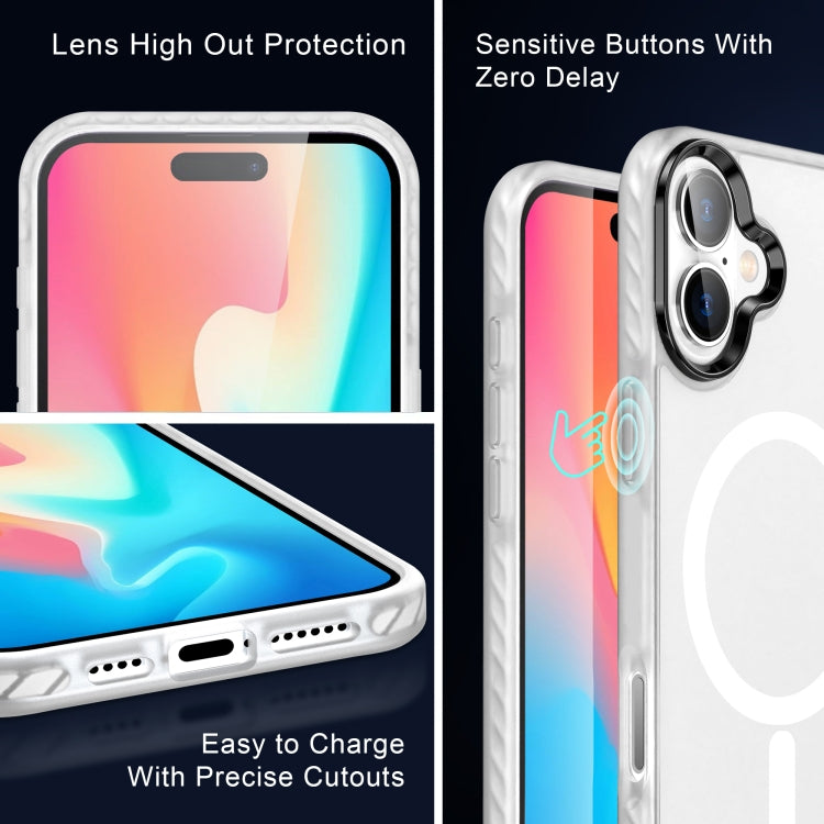 For iPhone 16 Plus Frosted Skin Feel MagSafe Transparent Phone Case