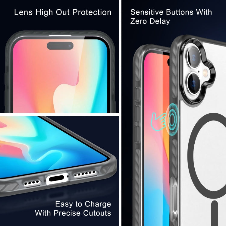 For iPhone 16 Plus Frosted Skin Feel MagSafe Transparent Phone Case